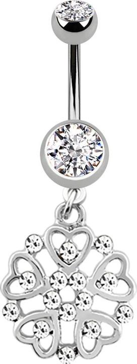 Actual product image Star Piercing Banana silver with pendant heart flower silver (Titanium G23, without brass)