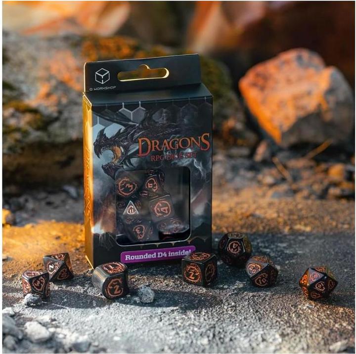 Actual product image Q Workshop RDRA3X - Dragons Modern Dice Set: Obsidian