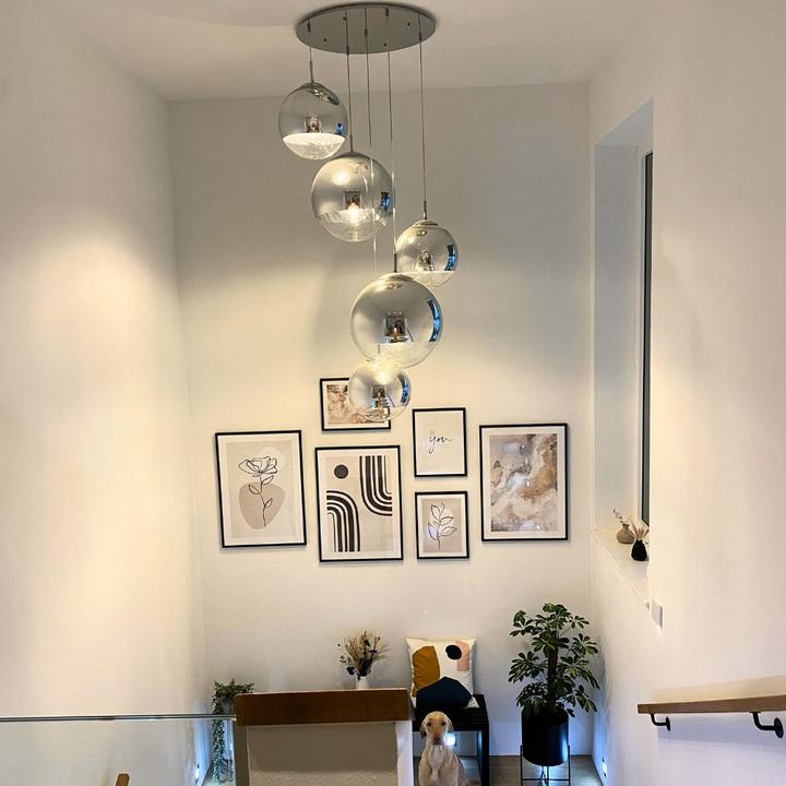 Immagine prodotto s.luce Lampada a sospensione a sfera con specchio fatato (E27)