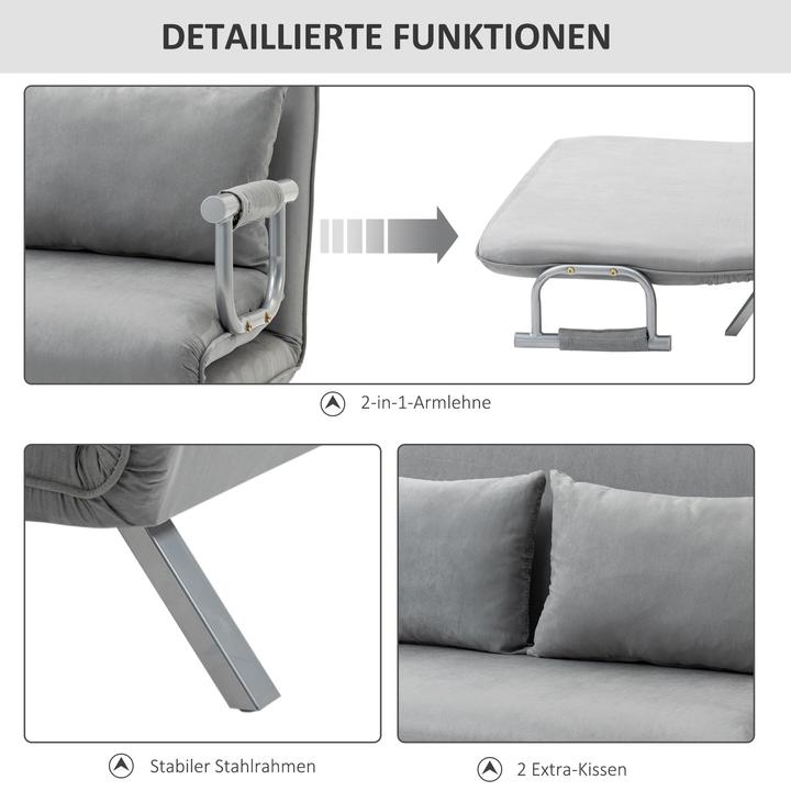 Produktbild Homcom Schlafsofa Rückenlehne mit 5 verstellbaren Komfortwinkeln, Einfache Montage (Bettsofa)