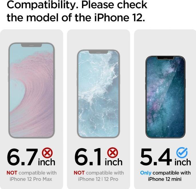 Actual product image Spigen Tempered glass PLAYS GLAS.TR ANTIBLUE IPHONE 12 MINI (1 Piece, Apple iPhone 12 mini)