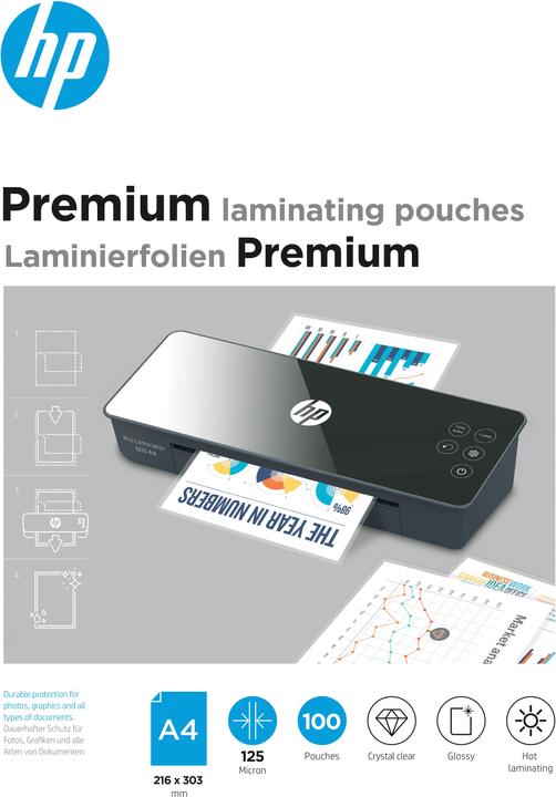 HP Premium Laminierhüllen (A4, 100 Stück, 125 µm)
