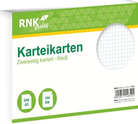 Produktbild Rnk Karteikarten kariert A5 (A5, 205 g/m², 100 x)