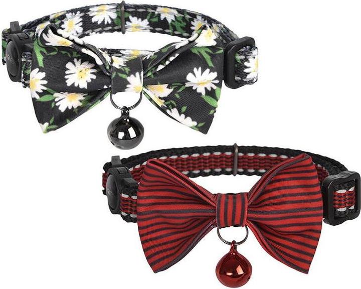 Image du produit Dogness Ensemble de colliers pour chats 2 pcs (Daisy Black/Waterproof Red) (Chat, Général)