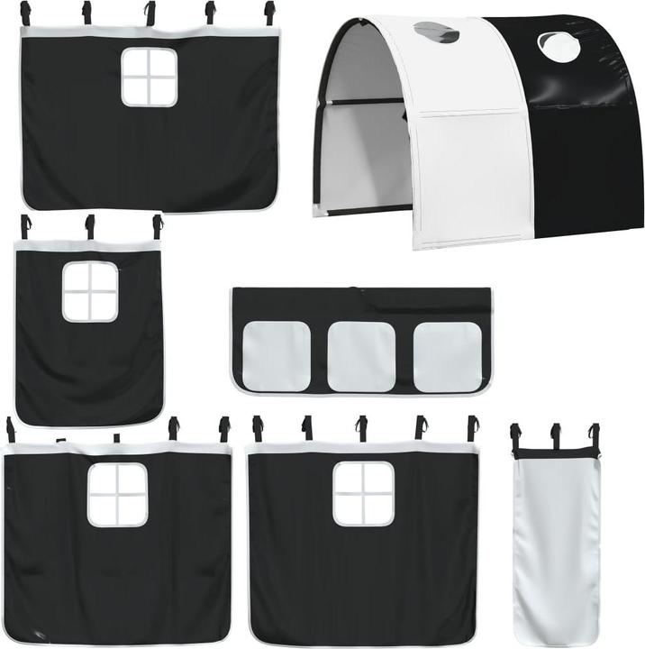 Actual product image VidaXL Curtains for loft bed with tunnel white and black