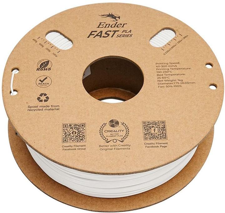 Creality Filament PLA Fast Weiss (PLA, 1.75 mm, 1000 g, Blanc)