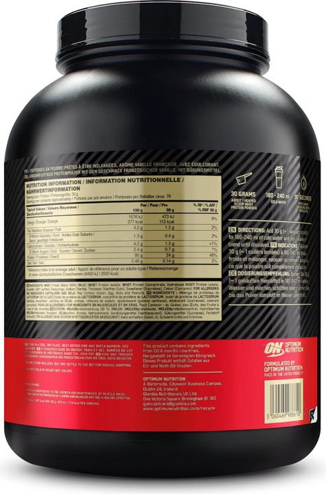 Optimum Nutrition 100% Whey Gold Standard (Crema alla vaniglia francese, 1 pz., 2273 g)