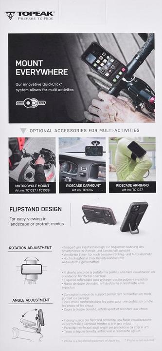 Image du produit Topeak na téléphone RideCase iPhone 14. Juodas/ Pilka (Apple iPhone 14)