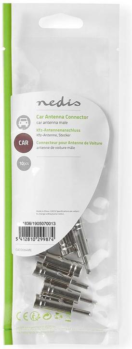 Immagine prodotto Nedis Connettore antenna auto spina dritta rame 50 ohm a pressione metallo argento 10 pezzi Ums (Cavi antenna)