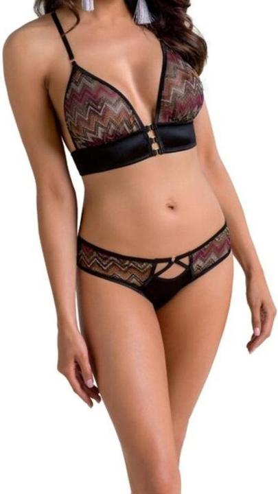 Immagine prodotto Casmir Bralette e slip in raso con motivo a zig zag (L, XL)