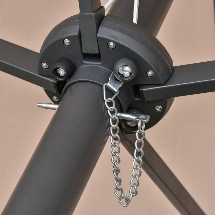 Image du produit Swisshandel24 Double parasol, LED, manivelle Ovale Métal Kaki 440 x 260 cm (2.60 m)