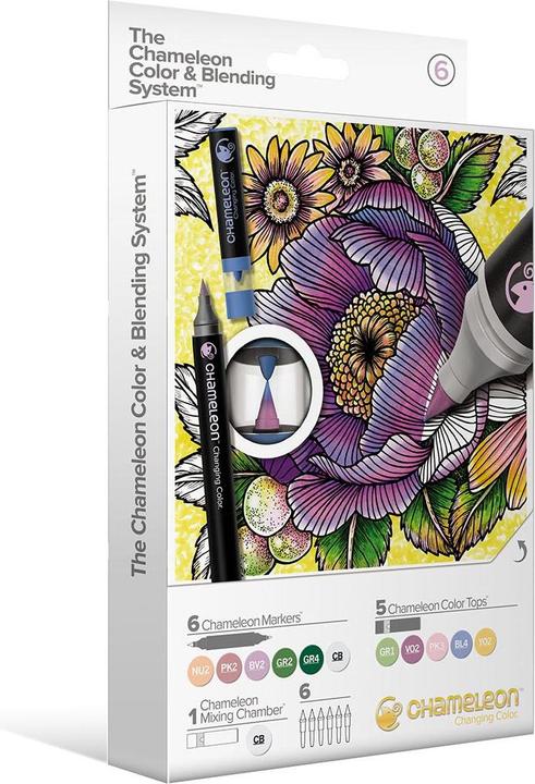 Image du produit Chameleon Ensemble de couleurs et de mélanges pour aquarelle (Rose, Gris, Vert foncé, Violet, Vert, Pêche, Jaune, Bleu clair, 6.60 x)