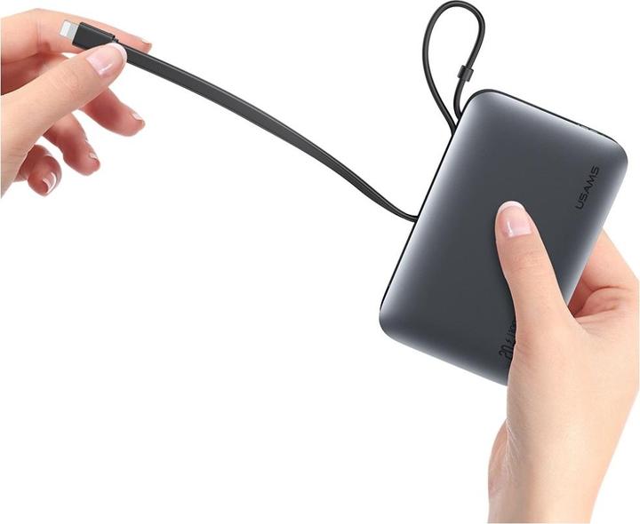 Actual product image Usams Powerbank XR Series CD228 10000mAh 20W + kabel USB-C/Lightning biały (10000 mAh, 20 W, 20 Wh)