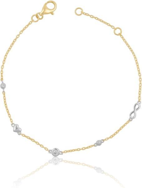 Muau Bracelet 750/18K Bicolor, Diamant 0.06ct. 19cm (19 cm, 750, 18K Bicolor-Gold)
