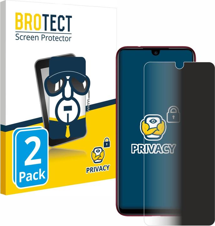 Productafbeelding BROTECT Anti-spionnetje privacyfolie Beschermfolie tegen blauw licht (2 Stuk, Xiaomi Redmi Note 7 Pro)