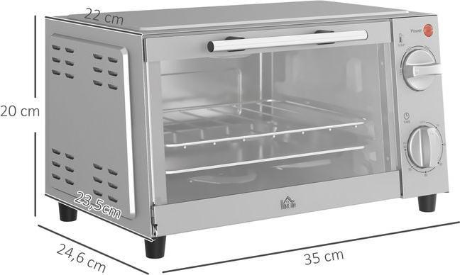 Image du produit Swisshandel24 Minibackofen 9L Mini Ofen mit Backblech, Grillrost, 100 °C-230 °C Edelstahl, silber