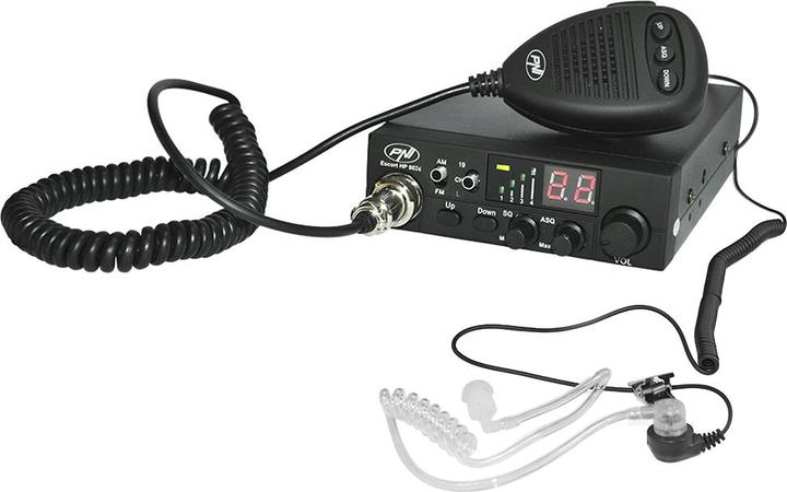 Actual product image PNI CB radio Escort HP 8024 ASQ power supply 12V-24V + HF11 headset with 1 pin