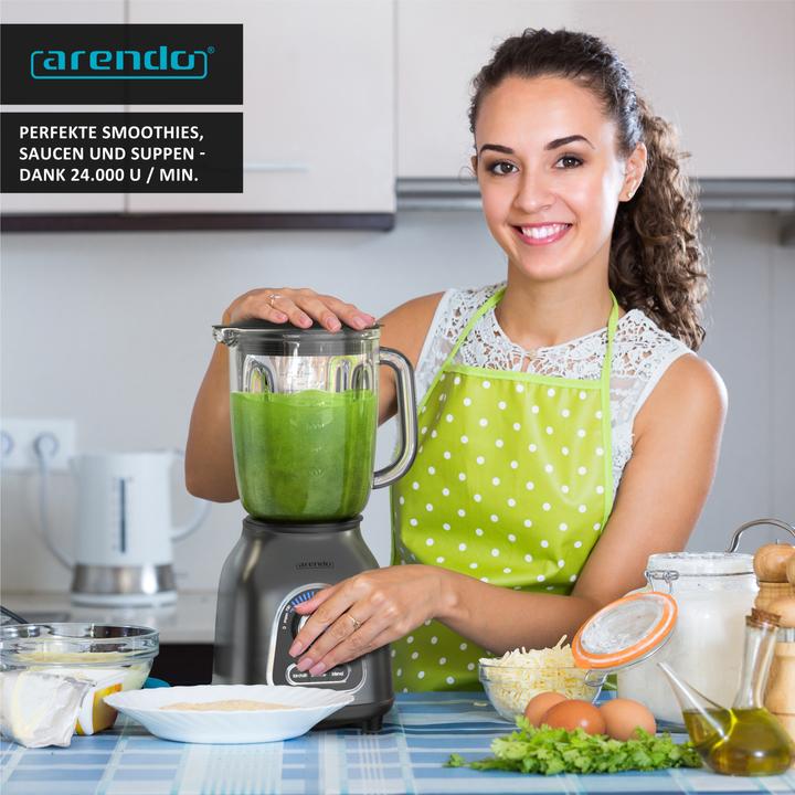 Actual product image Arendo Stainless steel blender 1400 W, power blender, 1.75 l glass jug, blender, high-performance blender (1400 W)