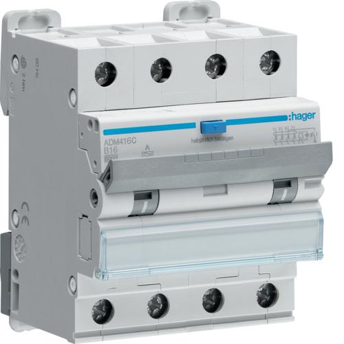 Hager RCBO 3+NB 16A 0,03A Typ A 6kA RCBO (ADM416C)