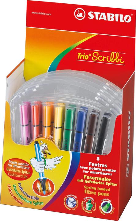 Produktbild STABILO Trio Scribbi Gefederter Dreikant-Filzstift (Mehrfarbig, 8 x)