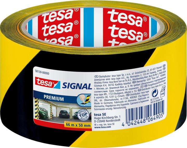 Actual product image tesa PREMIUM signal marking tape, self-adhesive PVC warning tape for permanent marking (50 mm)