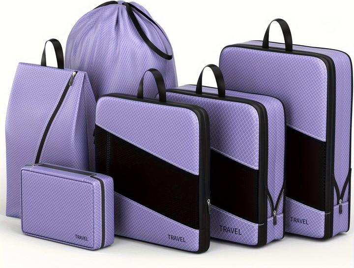 Only-Bags.Store 6pcs Mode Nylon Kompression Packen Würfel, leichte Reisezubehör Organizer Taschen, Multi-Grösse