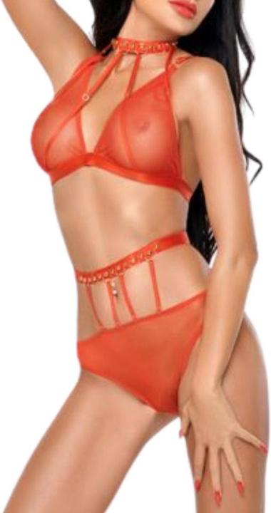Immagine prodotto Me Seduce Bralette trasparente con nastri decorativi e slip (XXL, 3XL)