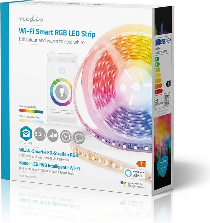 Immagine prodotto Nedis Smartlife a colori (Bianco caldo, Rosso, Bianco freddo, Verde, 500 cm, Interno)