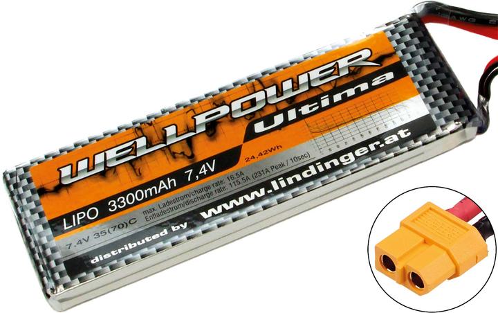 Produktbild Wellpower lipo akku ultima 3300 mah / 7,4 volt 2s 35/70c ch5/8 xt-60 (7.40 V, 3300 mAh)