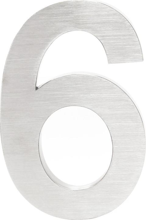 Actual product image Wiltec Stainless Steel 3-D House Number "6" Arial 20cm Rustproof and Weather-resistant with Satin