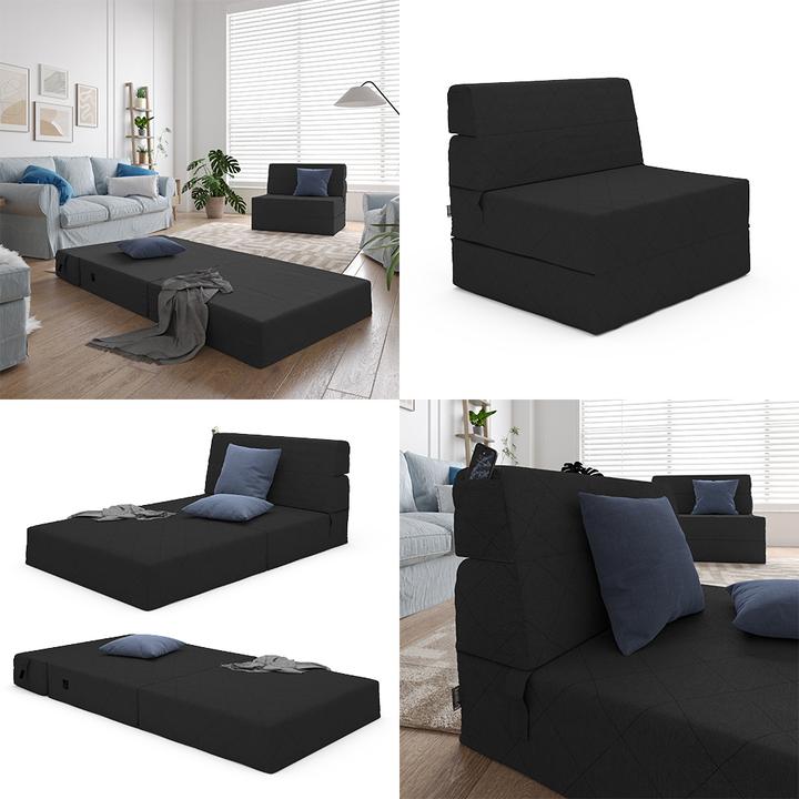 Actual product image VitaliSpa Sofa Lima, Black, 100 cm with sleep function