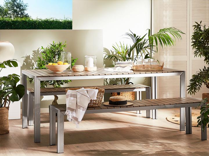 Produktbild Beliani Gartenmöbel Set Kunstholz heller Holzfarbton 2 Bänke NARDO (180 cm)
