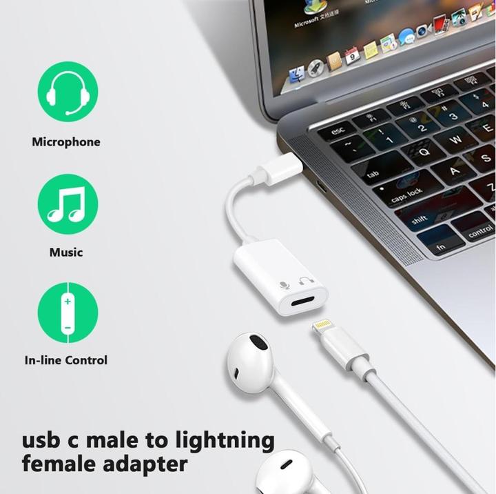 Actual product image PowerGuard USB-C to Lightning headphone adapter (USB Type C)