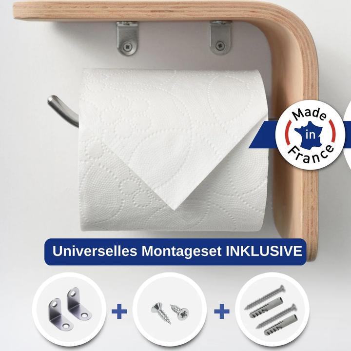Produktbild Well Care Toilettenrollenhalter Holz Weiss mit Ablage
