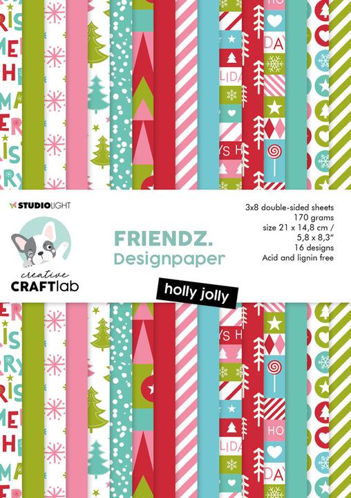 Image du produit art by marlene Papier à dessin "Holly Jolly" Friendz (16 g/m²)