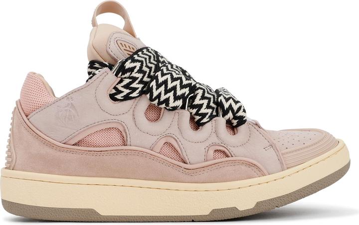 Lanvin curb sneakers in white and pink leather