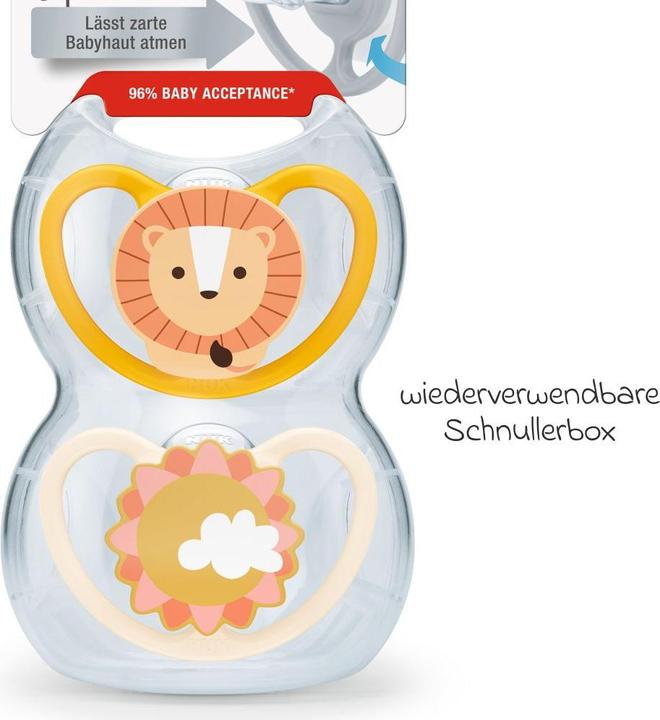 Actual product image NUK Dummy Pacifier 2-pack Space - Silicone 6-18 M - Lion / (2 x, 6 - 18 M.)