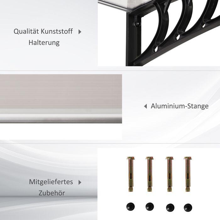 Actual product image Swisshandel24 Vordach für Haustür Überdachung 89 x 122 cm Haustürdach aus Polycarbonat, Weiss