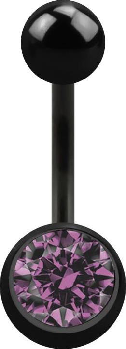 Produktbild Star Piercing Banane schwarz mit Kugel und Kugel Kristall hellviolett (Chirurgenstahl 316L, ohne Messing)