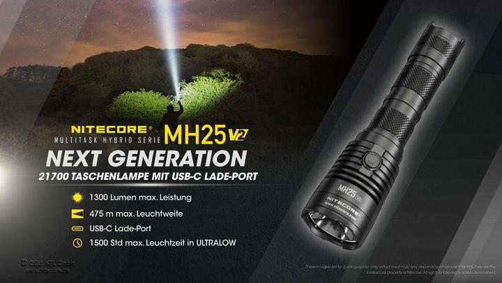 Produktbild Nitecore MH25 V2 1300 lumens Zaklamp (15.72 cm, 1300 lm)