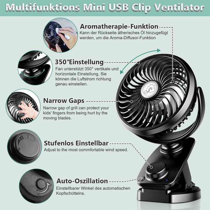 Produktbild AidSci Mini-USB-Clip Ventilator