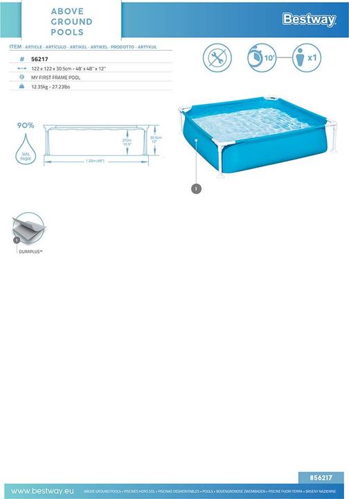 Energy Label Bestway 56217 / 24 (122 x 122 x 30.5 cm)