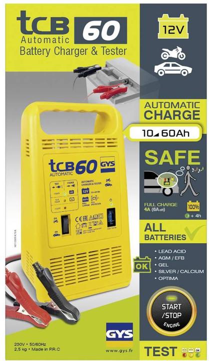 Image du produit GYS TCB 60 023253 Chargeur de voiture 12 V 4 A (12V, 4 A)