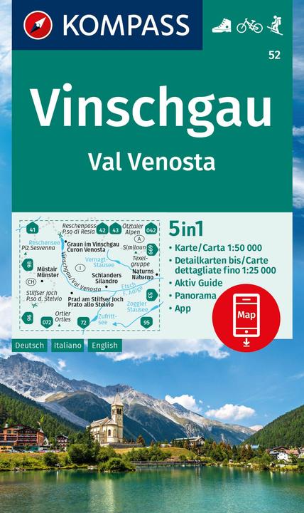 Produktbild Wanderkarte 52 Vinschgau / Val Venosta 1:50.000