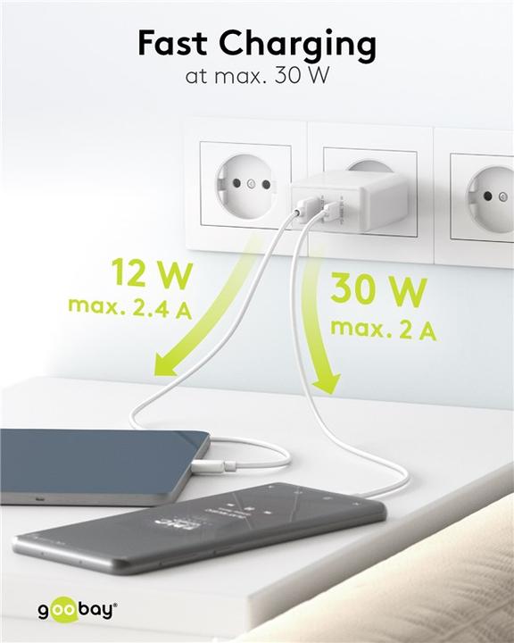 Actual product image Goobay Dual USB Quick Charger (30 W)