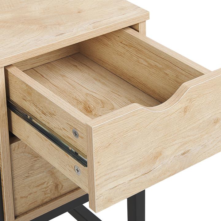 Produktbild Beliani Schreibtisch schwarz / heller Holzfarbton 100 x 48 cm 2 Schubladen HARPER (100 x 48 cm)