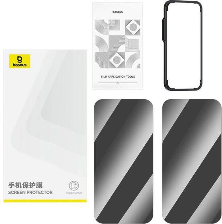 Actual product image Baseus privacy tempered glass Superior HD for iP 11Pro Max/XS Max +2xcleaning kit and EasyStick (1 Piece, Apple iPhone 11 Pro Max)