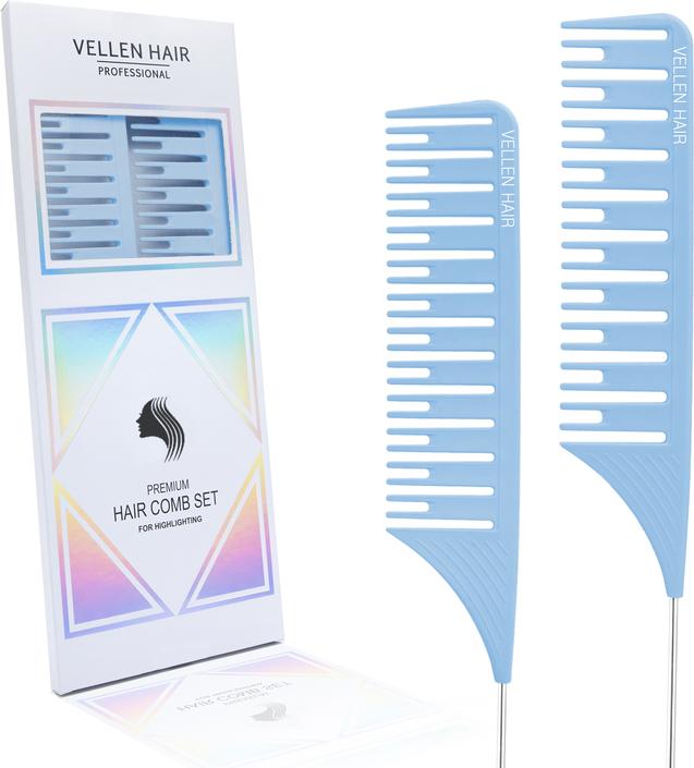 Image du produit Vellen Hair Set de peignes surligneurs, pack de 2, bleu clair