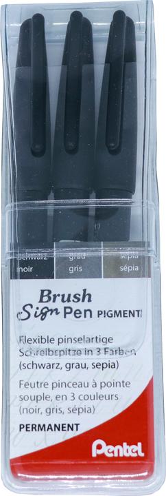 Produktbild Pentel Brush Sign (Sepia, Grau, Schwarz, Braun, 3 x)