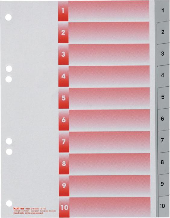 Kolma Register A5 strong 1-10 10-piece grey